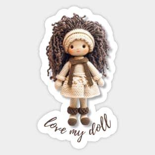 Handmade Wool Doll, Cozy and Cute - design 3 Sticker